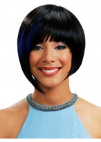 Britney Asymmetry Short Synthetic Silky Straight Black Bob Wig 