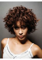 Flirtatious Brown Curly Synthetic Short Capless Wig     