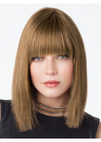 Clearance shoulder Length Sleek Straight Human Hair Lace Wig