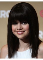 Selena Gomez's Full Bangs Straight Wig 