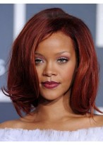 Fashion Medium Straight Rihanna Hairstyle Synthetic Lace Front Wig 