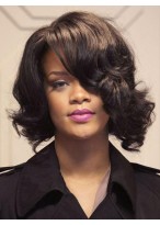 Cool Medium Wavy Rihanna Hairstyle Remy Human Hair Lace Front Wig 