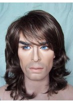 Cool Medium Wavy Synthetic Capless Wig for Man 