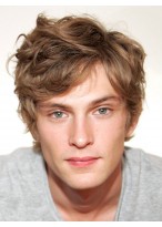 Short Lace Front Wavy Human Hair Wig For Men 