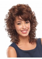 Shoulder Length Curly Front Lace Synthetic Wig 