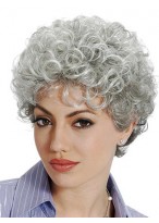 Classic Sstyle With Soft Curls Grey Wig 