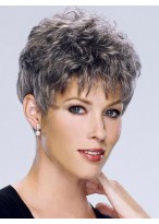 Short Curly Synthetic Capless Grey Wig 