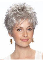 Clearance Short Layered Synthetic Lace Front Grey Wig