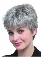 Short Pixie Style Synthetic Capless Grey Wig 