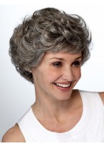 Short Wavy Layers Lace Front Grey Wig 