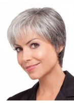 Classical Short Straight Lace Front Grey Wig 