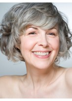 Short Fashion curling Full lace Gray Wig 