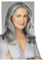 Long Lace Front Sexy Wavy Grey Wig 