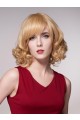 Medium Length Blond Curly Smooth Synthetic Wig