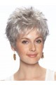 Short Layered Synthetic Lace Front Grey Wig
