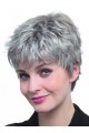 Short Pixie Style Synthetic Capless Grey Wig