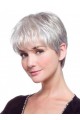 Short Cut Synthetic Straight Front Lace Grey Wig